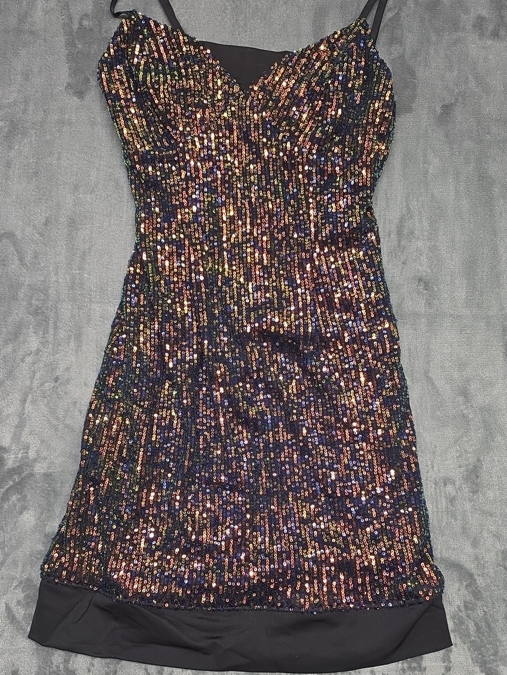 Blue Blush Sequence Sparkly Stretchy Mini dress sz Small